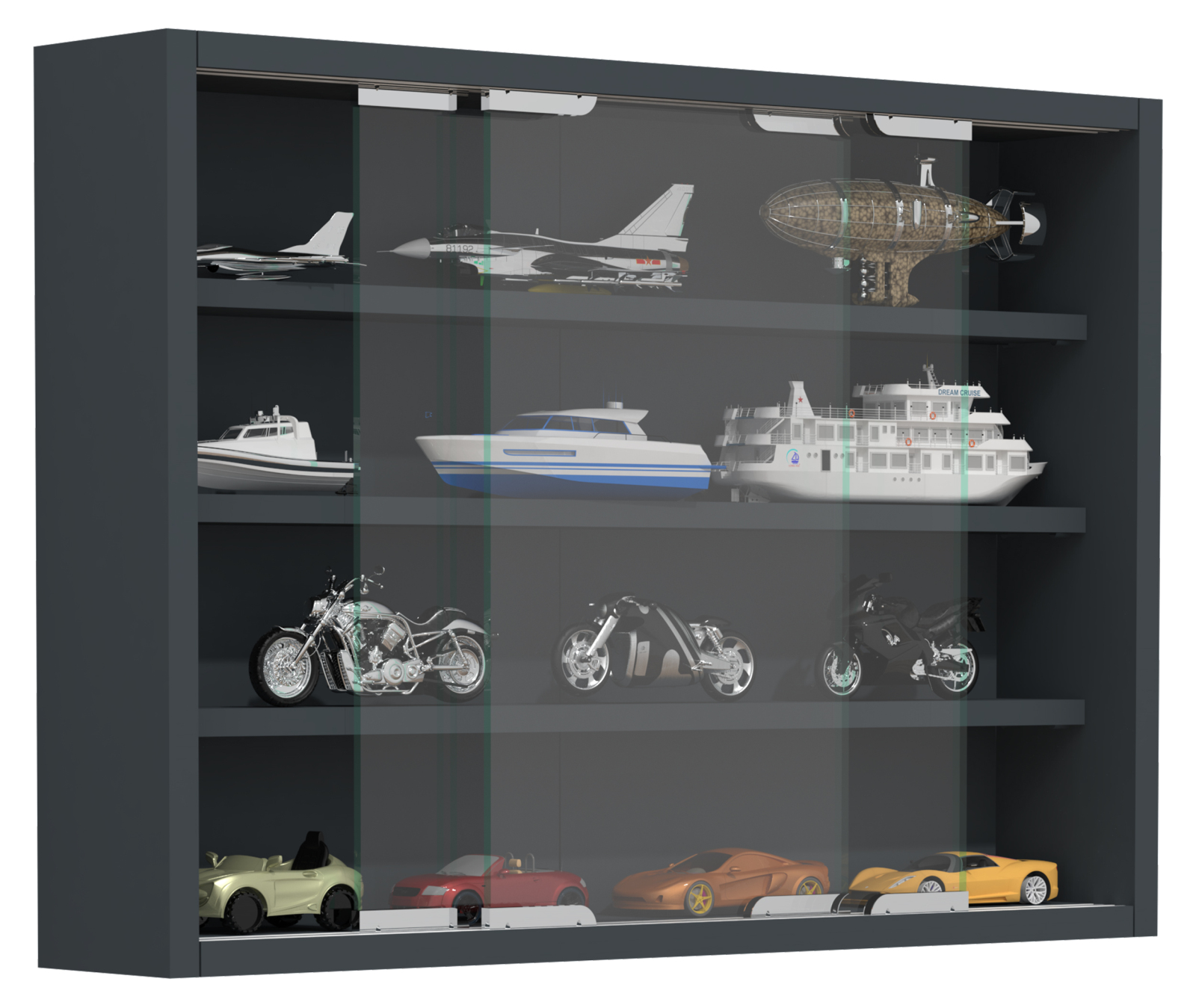 Wandvitrine AGISA M - anthrazit - Schiebetüren - 57 cm breit