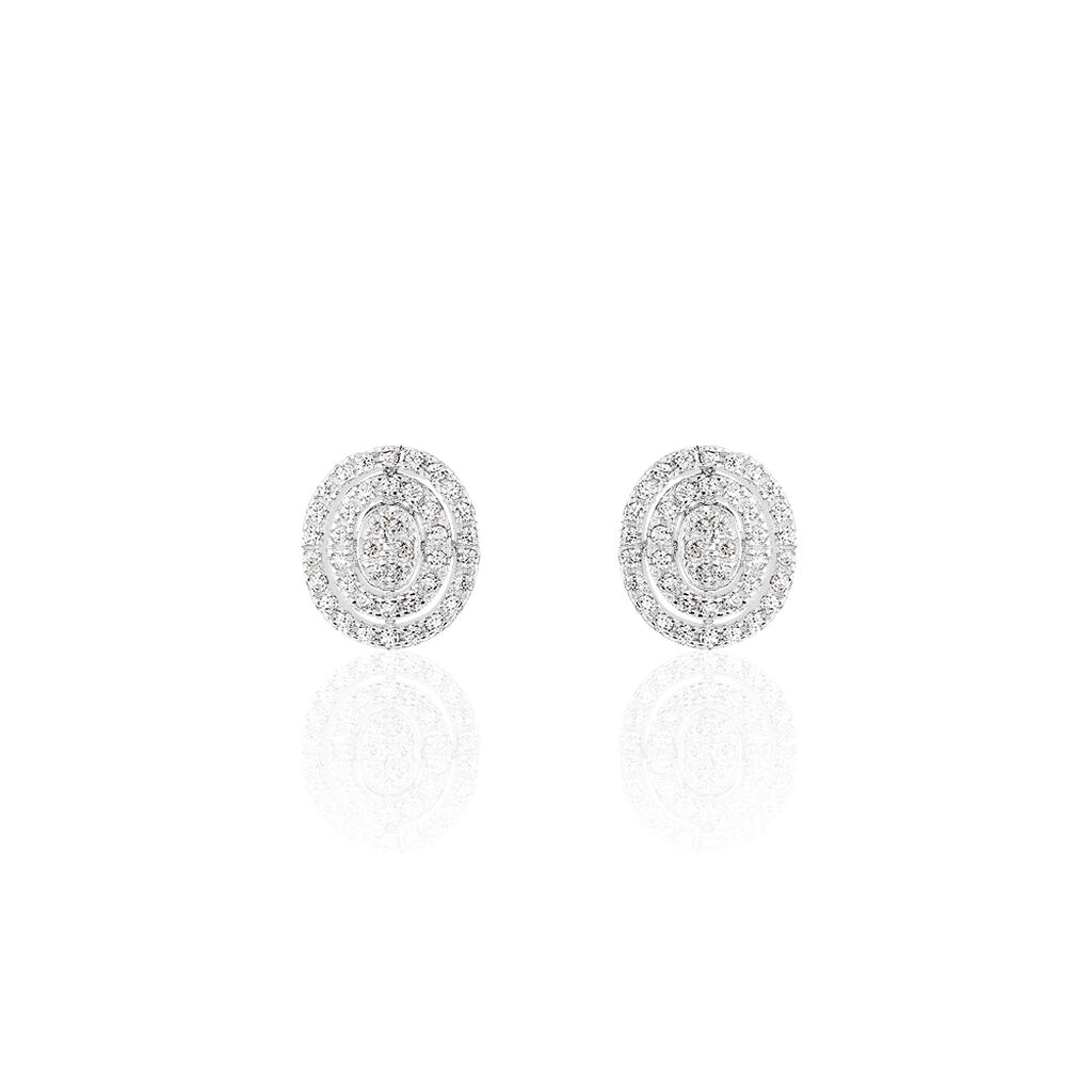 Boucles D'oreilles Puces Fidjy Argent Blanc Oxyde De Zirconium