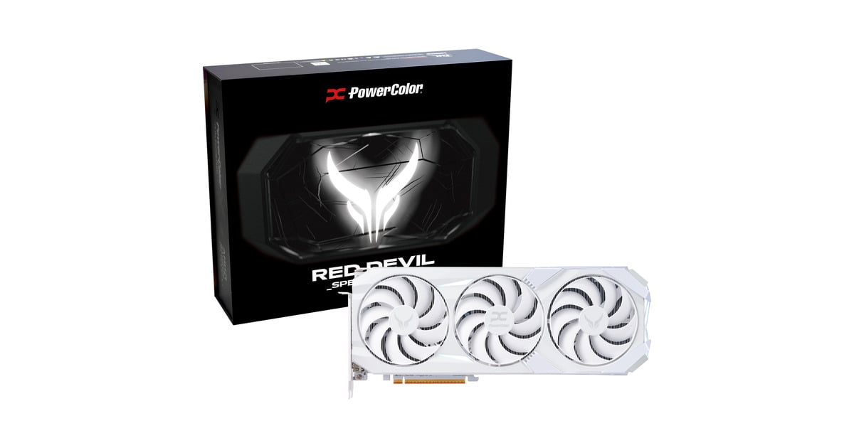 PowerColorRadeon RX 9070 XT Red Devil Spectral White 16GB GDDR6 grafische kaart  (Wit, RDNA4, GDDR6, 3x DisplayPort, 1x HDMI)