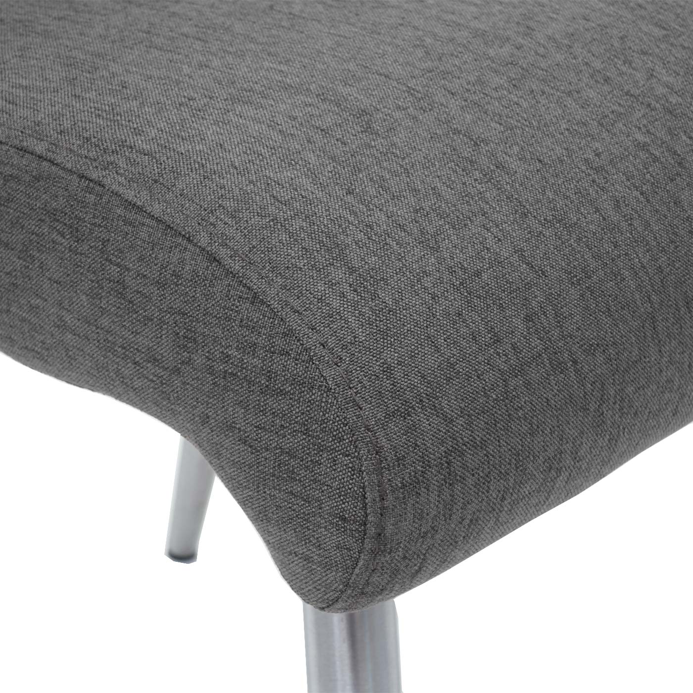 2er-Set Esszimmerstuhl MCW-G55, Küchenstuhl Stuhl, Stoff/Textil Edelstahl gebürstet ~ grau-braun