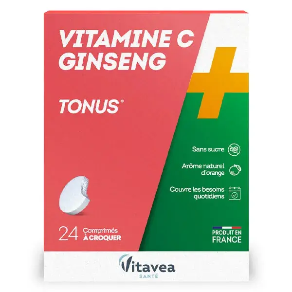 Vitavea Vitamina C + Ginseng Energia e Fadiga 24 comprimidos mastigáveis