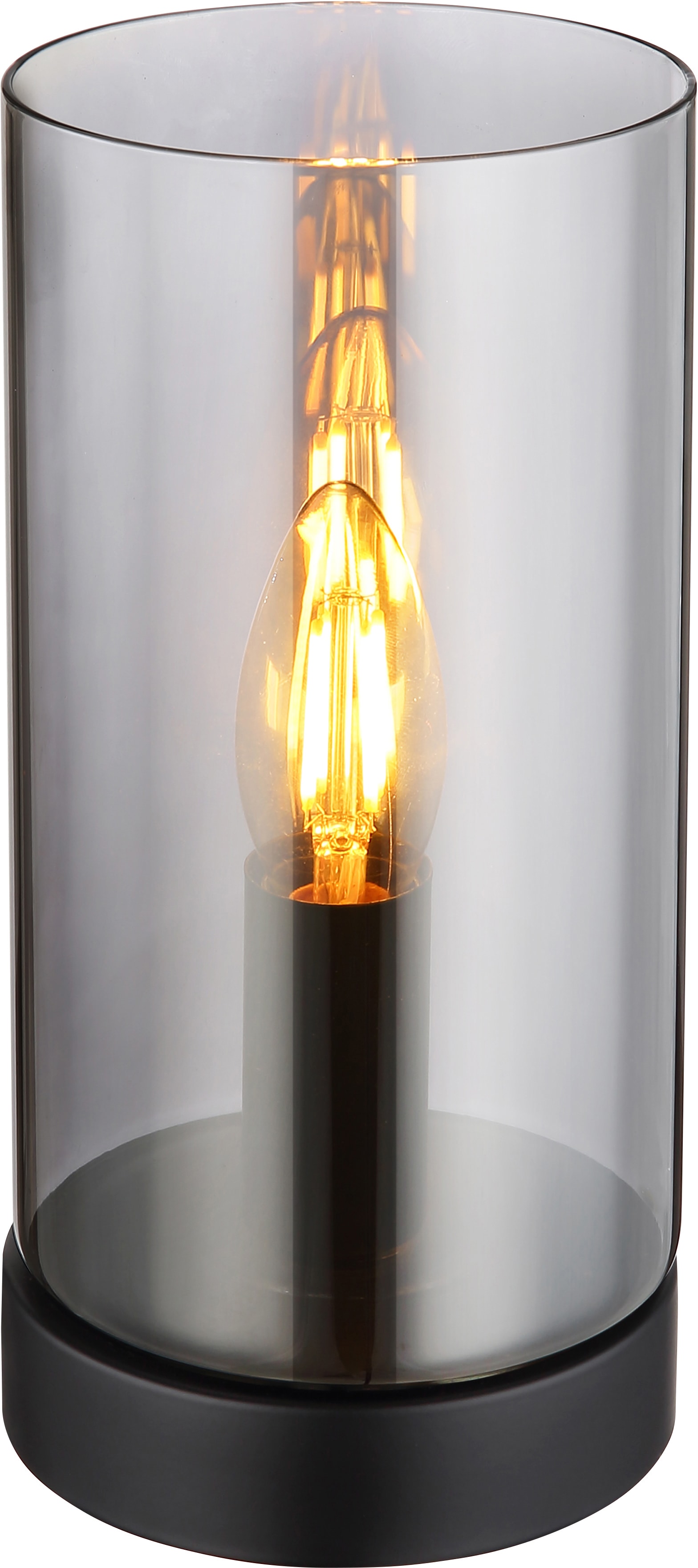 GLOBO Retrofit Tischlampe OLLY schwarz /rauchfarbig
