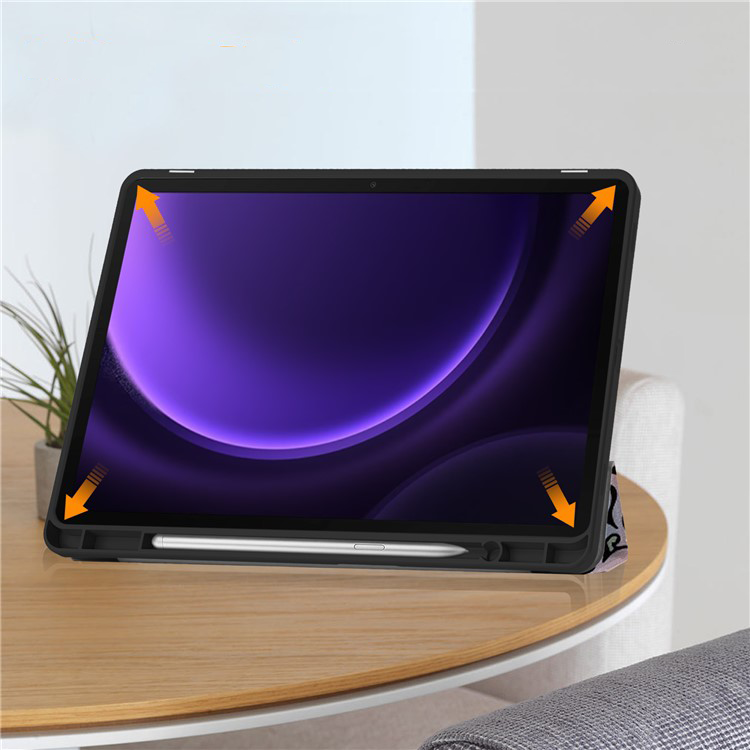 Samsung Galaxy Tab S10 Lite / S10 FE / Tab S9 FE / S9 Leder Tasche Smart Cover Schutzhülle   S-Pen Halterung - Graffiti
