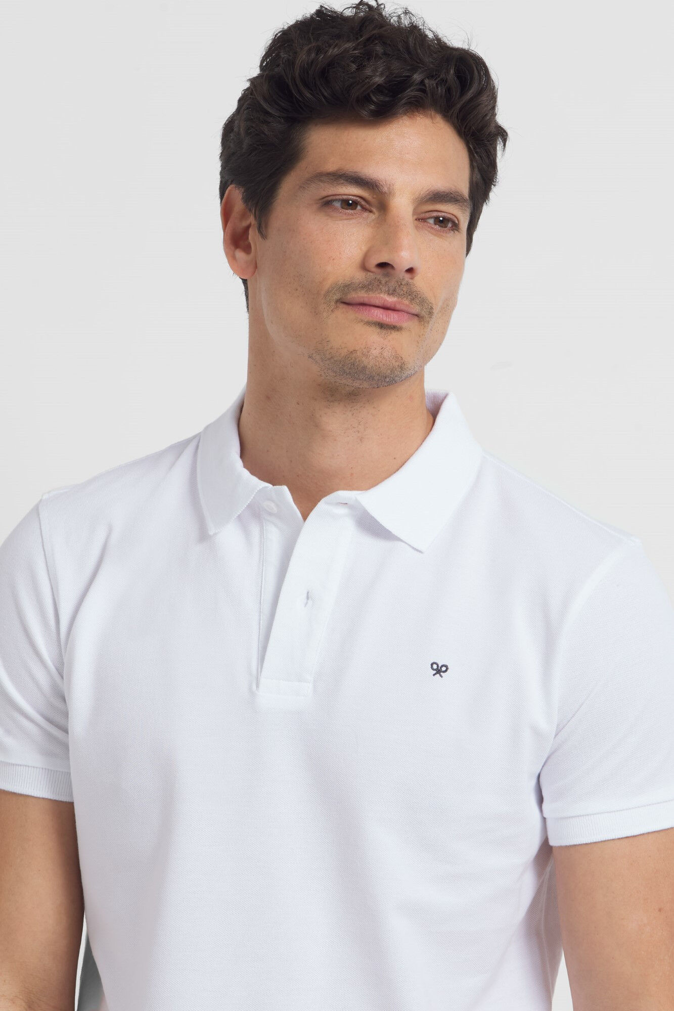 Camisa polo clássica branca estilo mini-raquete - Branca