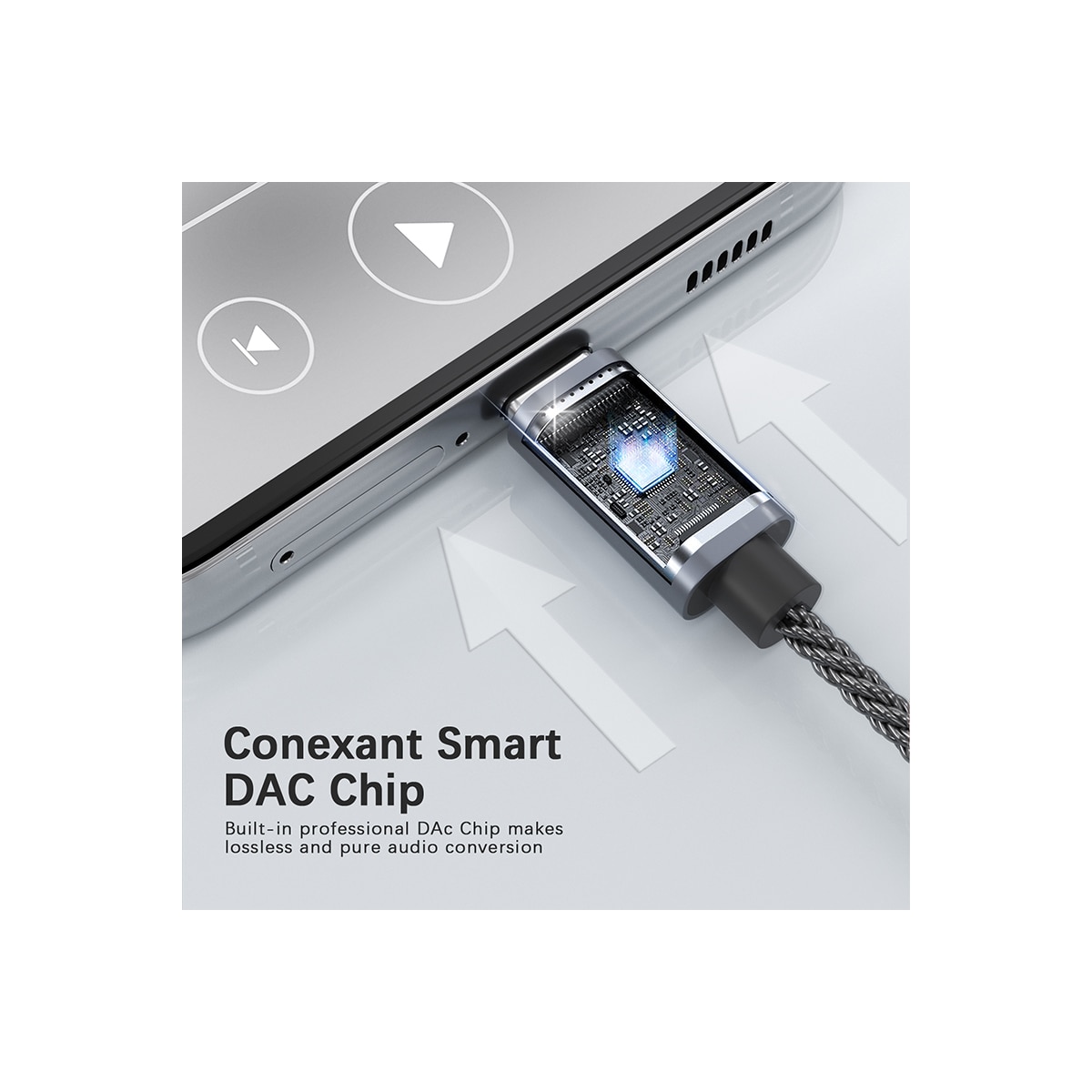 32bit / 384kHz USB-C til 3,5 mm lydadapterkabel DAC-adapter Grå