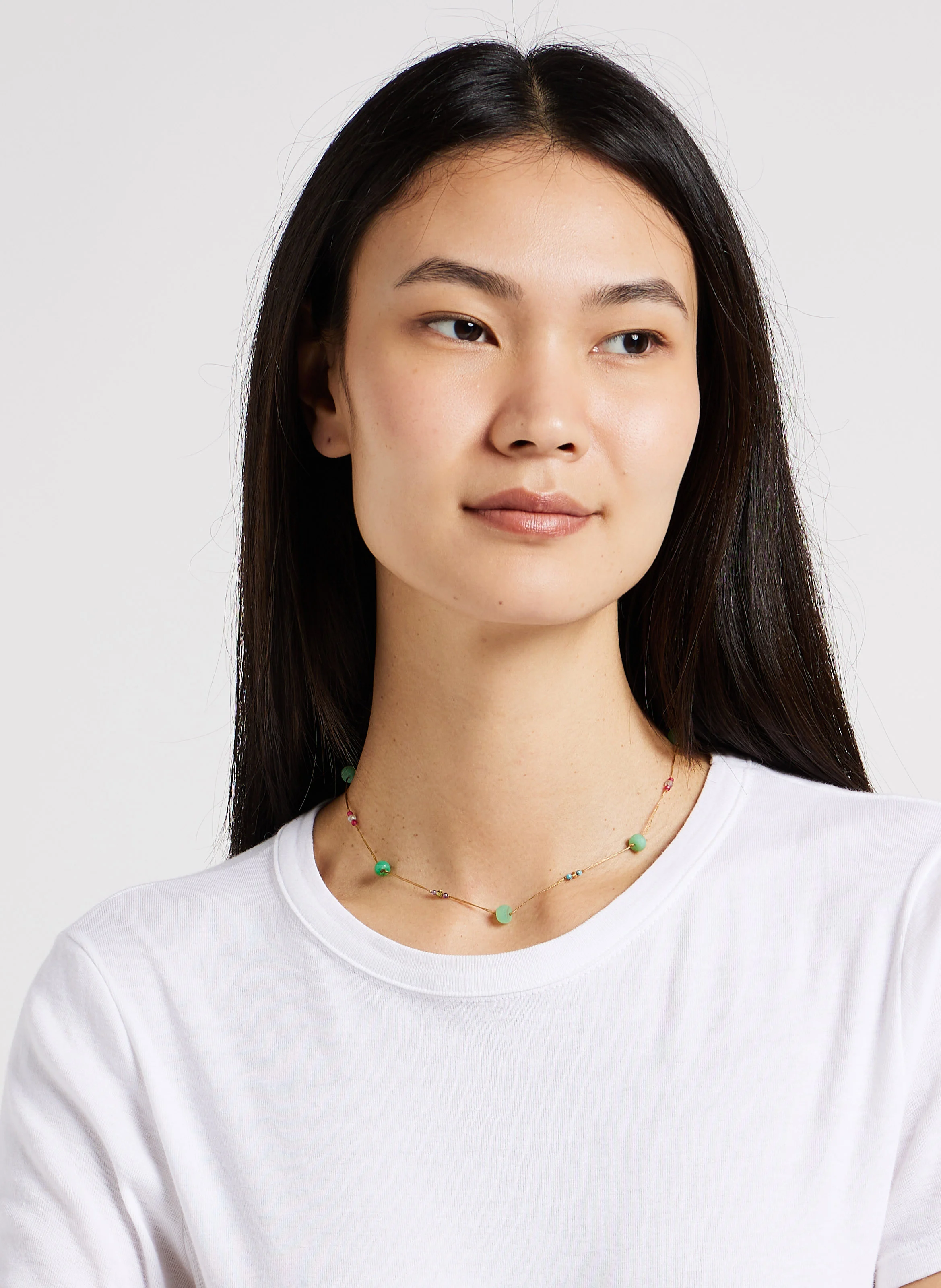 Collier cordon avec pierres naturelles| Vert