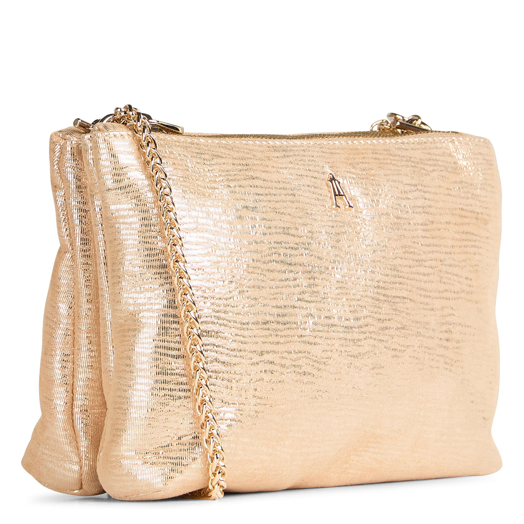 Duo - Sac bandoulière en cuir| Doré