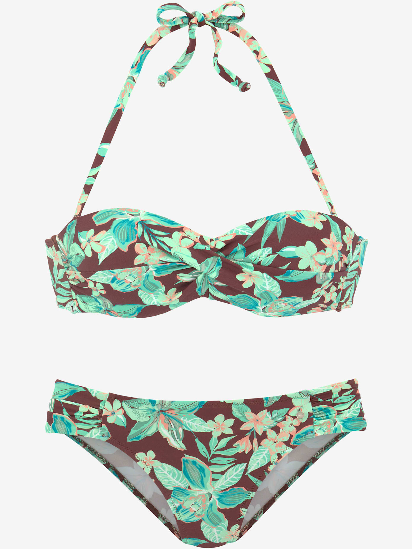 Maillot de bain bandeau à armatures motif floral – chaque pièce est unique