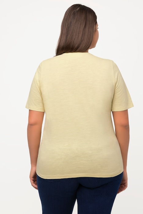 T-Shirt, Zopfmuster, Rundhals, Halbarm, Biobaumwolle