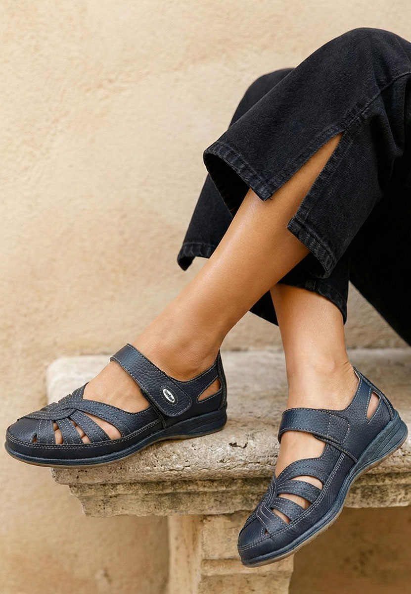 Ballerines femme en cuir bleus Parina