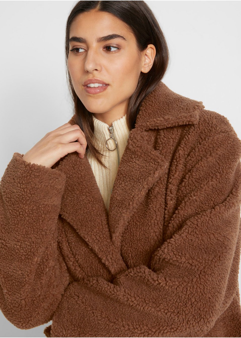 Manteau en maille peluche avec poches