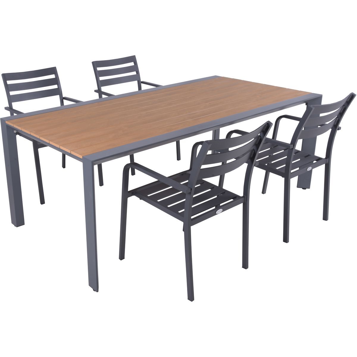 5-teilige Tischgruppe SILEA/TREVISO - anthrazit-braun - Aluminium