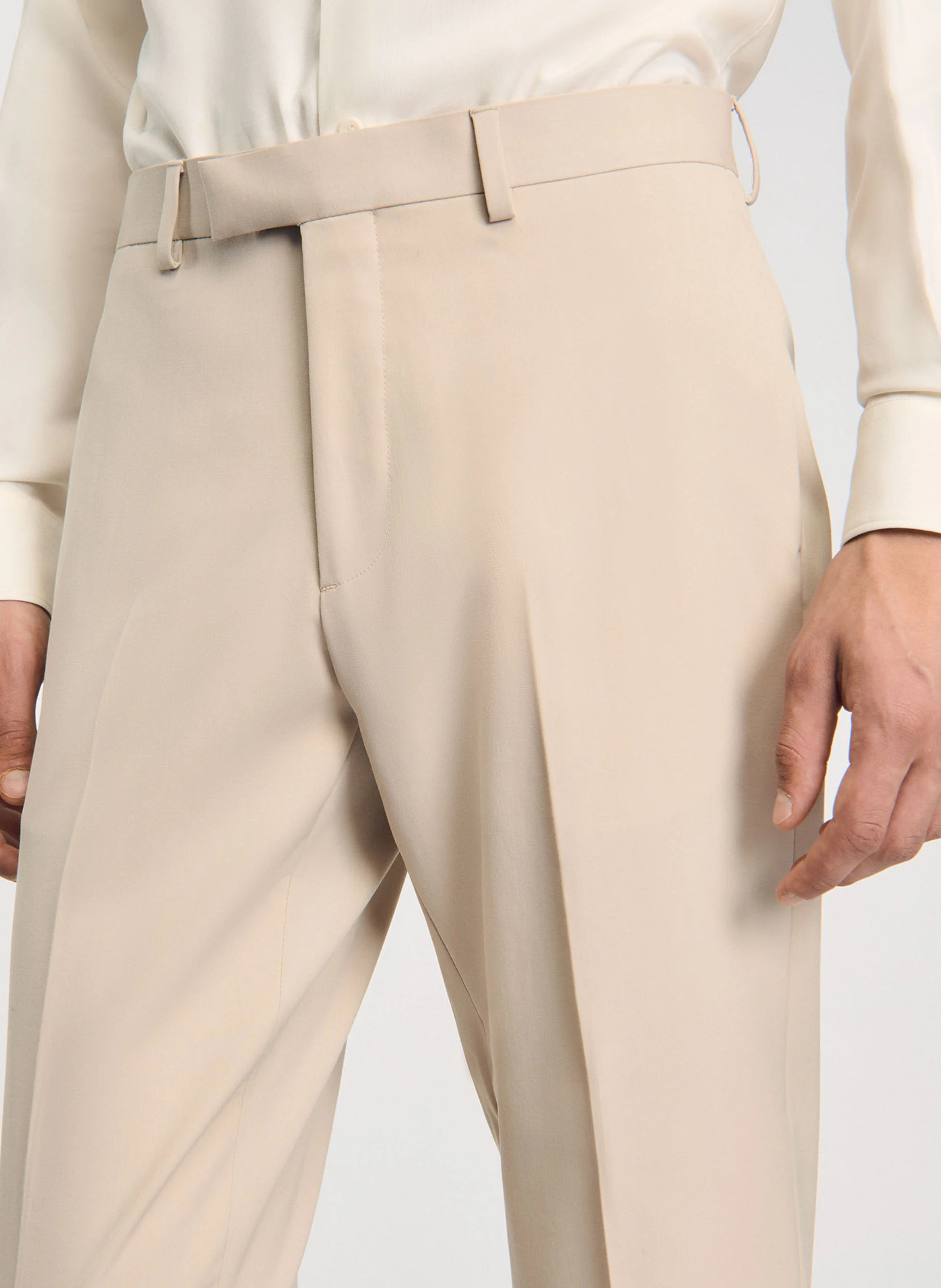 Pantalon de costume en laine mélangée | Beige