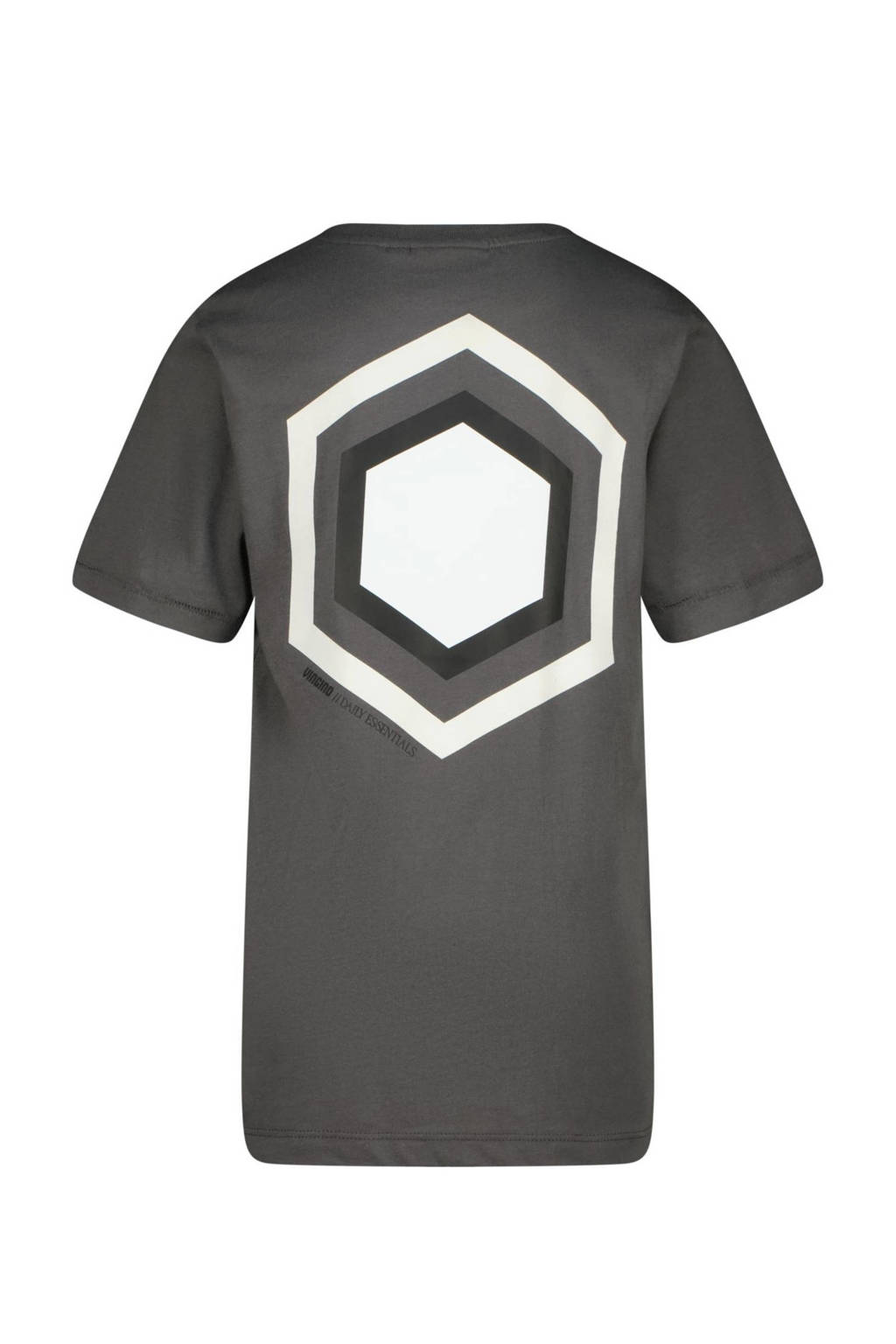 Vingino T-shirt Hezor met printopdruk grijs