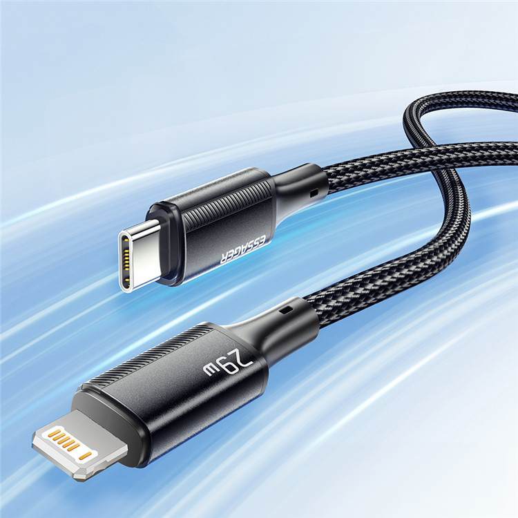 (1m) 29W USB C auf Lightning Ladekabel Nylon Datenkabel mit Power Delivery - Schwarz