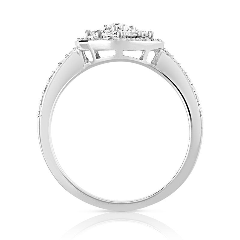 Bague argent 925 fleurs zirconias