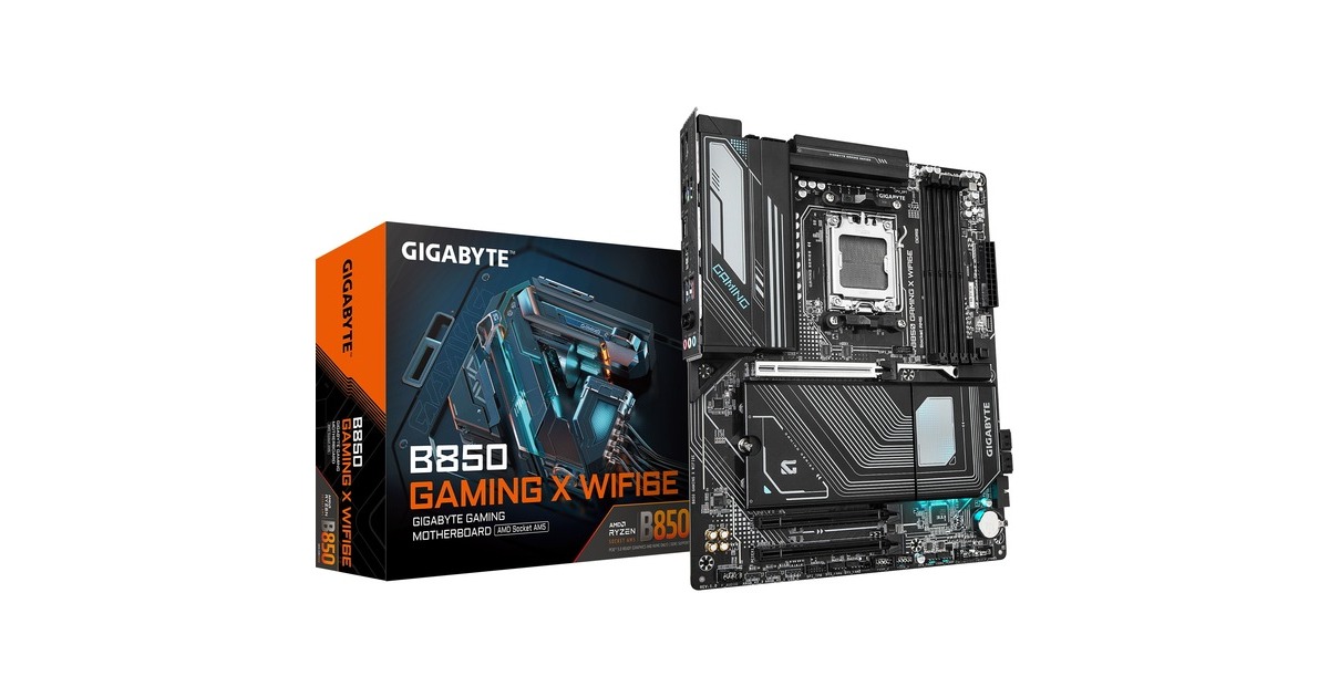 GIGABYTEB850 GAMING X WIFI6E socket AM5 moederbord  (Zwart/grijs, RAID, 2,5Gb-LAN, WLAN, BT, Sound, ATX)