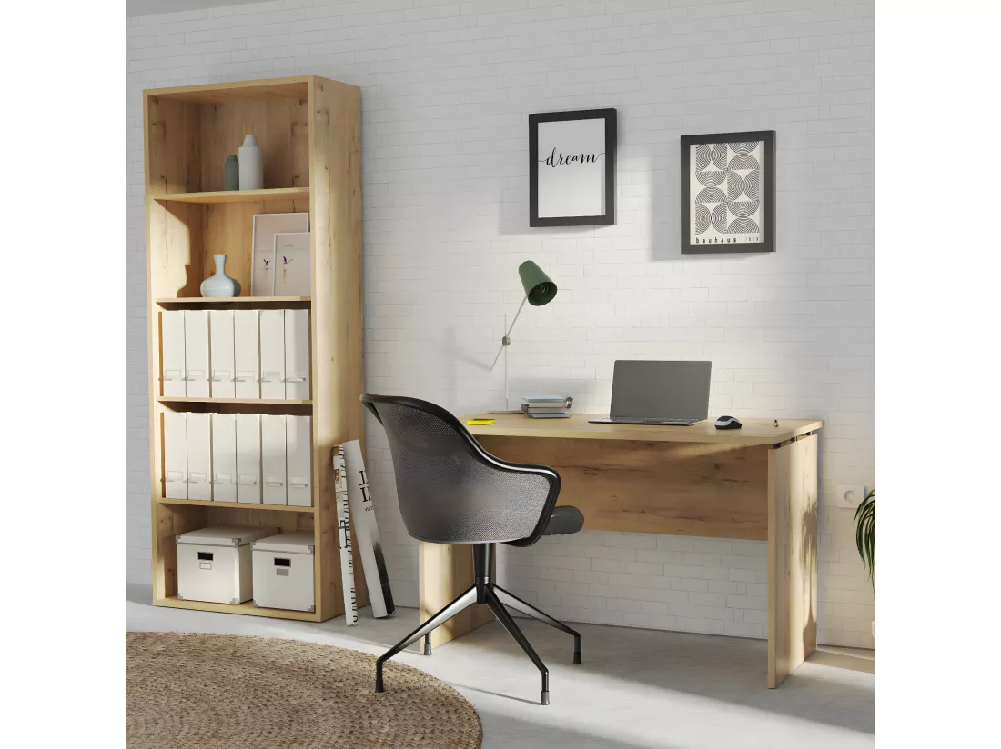 Table de bureau, meuble du bureau coloris chêne doré - L. 120 x L. 68 x H. 76 cm