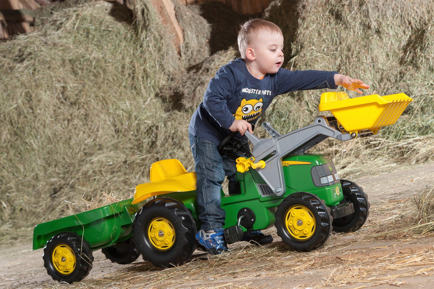 rolly toys® Trettraktor »rollyKid, John Deere« mit Trailer und Lader