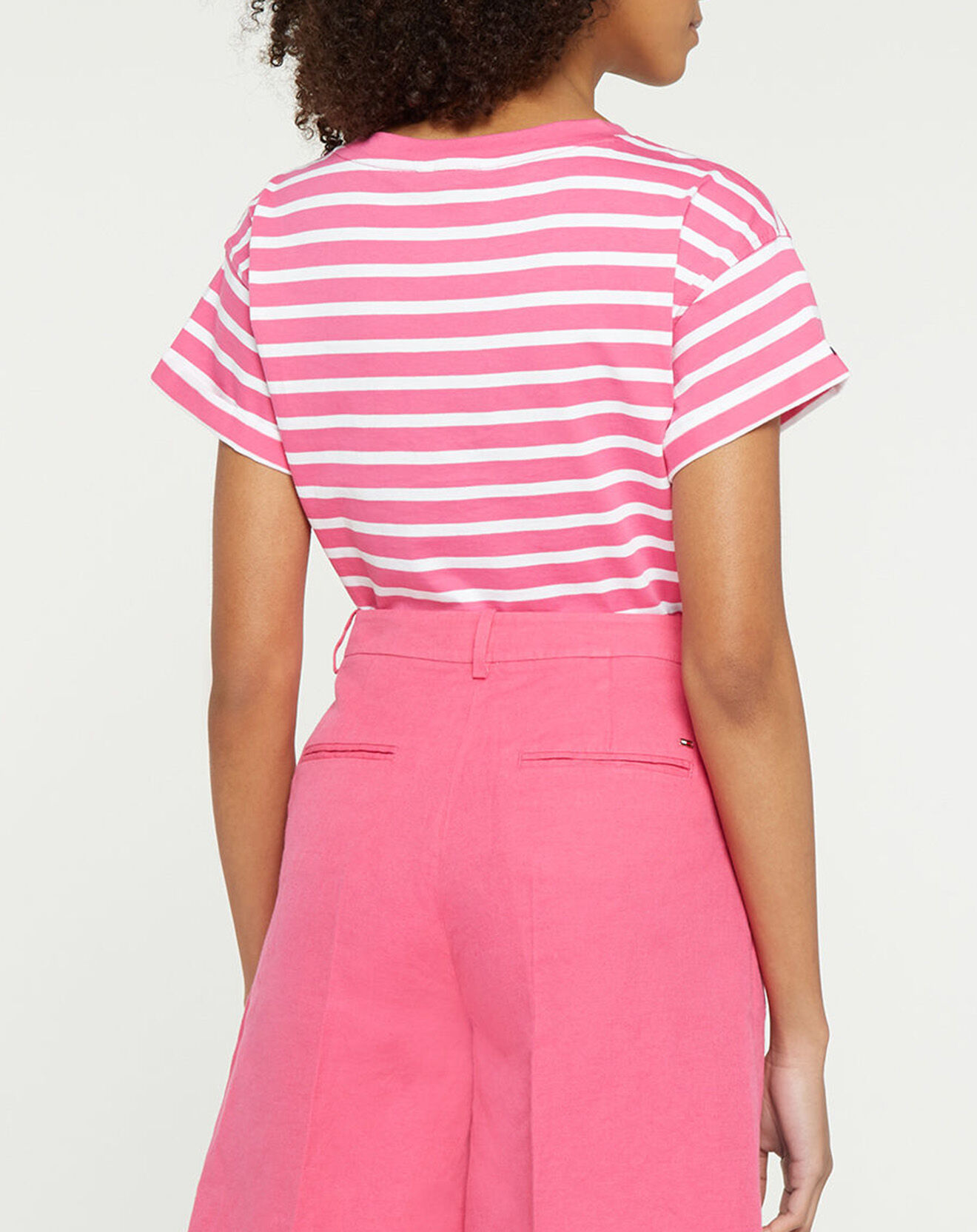 Tommy Hilfiger T-Shirt 100% Coton Bio Relaxed Hilfiger blanc/rose