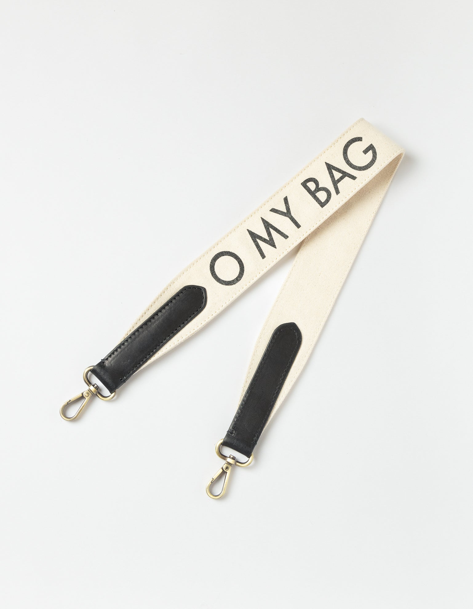 Shoulder Canvas Logo Strap - White & Black Classic Leather
