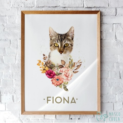 Retrato personalizado e realista do seu animal de estimação impresso em uma gravura.