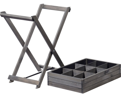 Houten bloembak met lijst, 58 x 38 x 75 cm, grijs