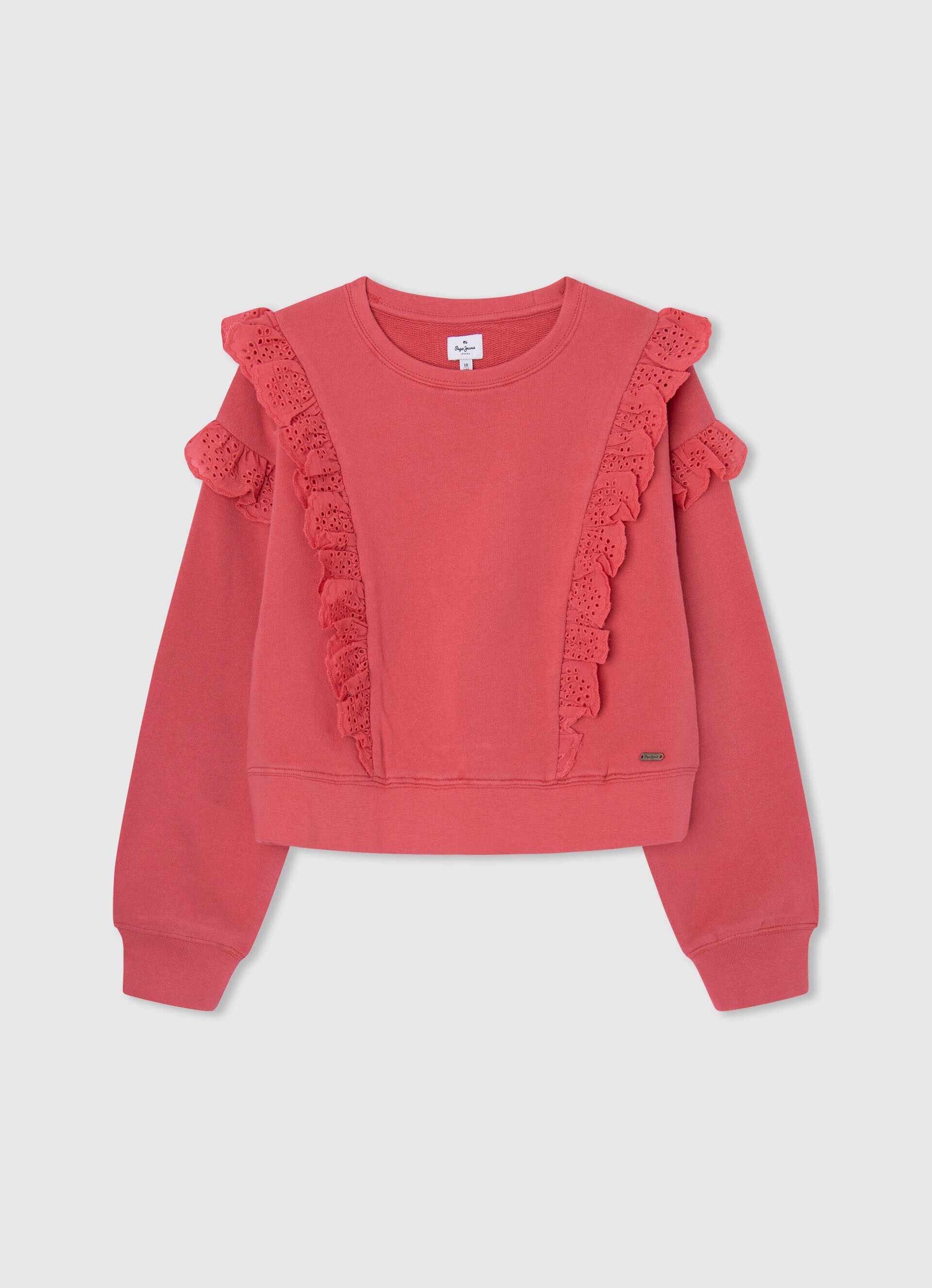 Blusa de moletom de algodão com babados - vermelho estúdio