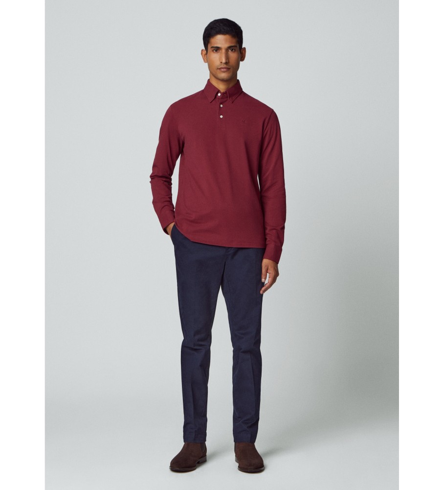 Camisa polo Hackett com botões, cor bordô.