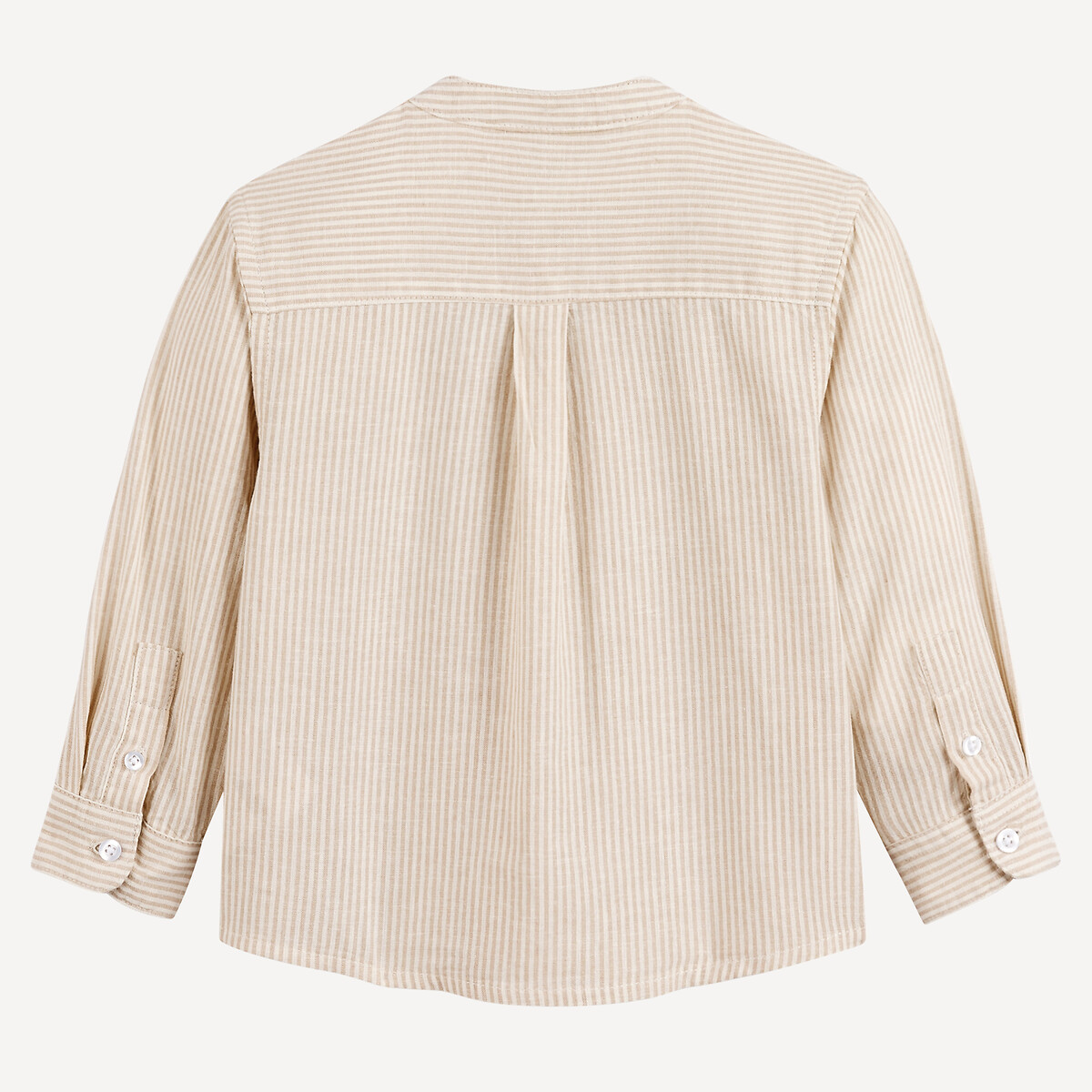 COLEÇÃO LA REDOUTE<br>Camisa listrada, gola mandarim, algodão/linho