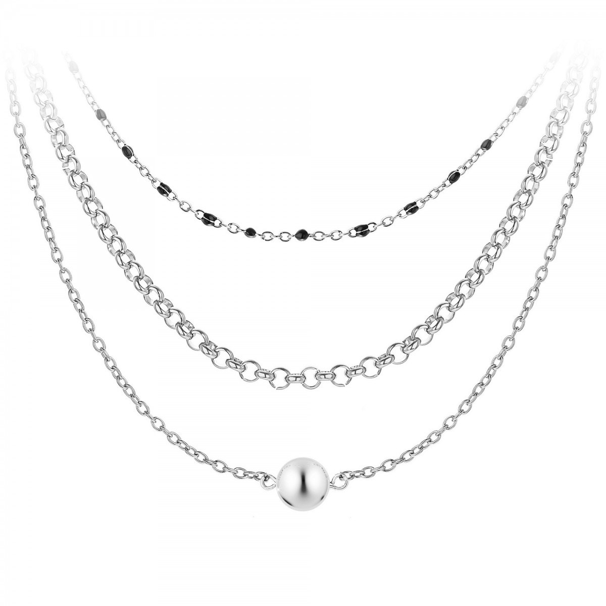 Lot de 3 colliers SC Bohème en Acier Rhodié argenté