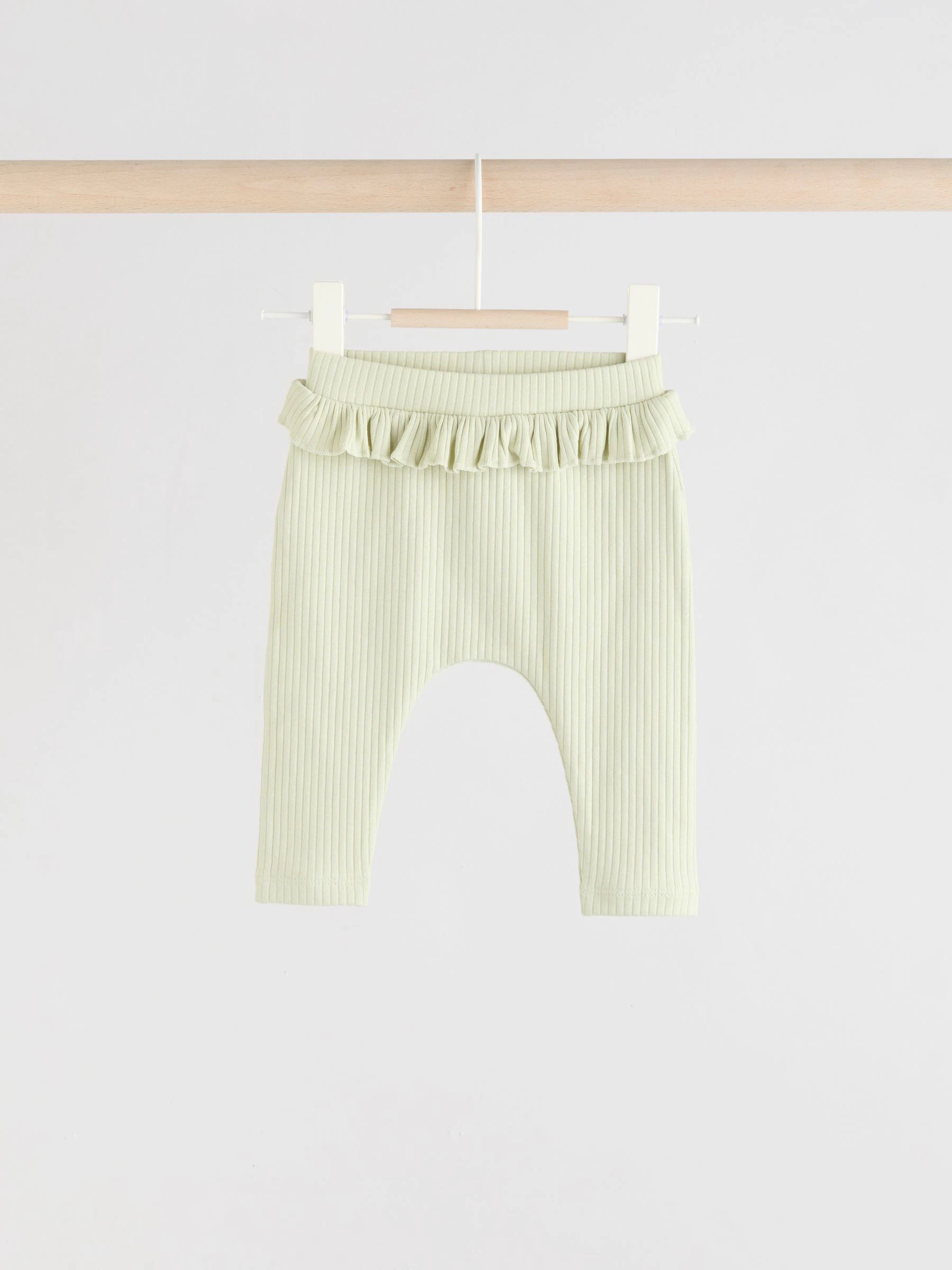 Saliegroen/koraal/fijne print - Verpakking van 4 babyleggings (0 mnd -2 jr)