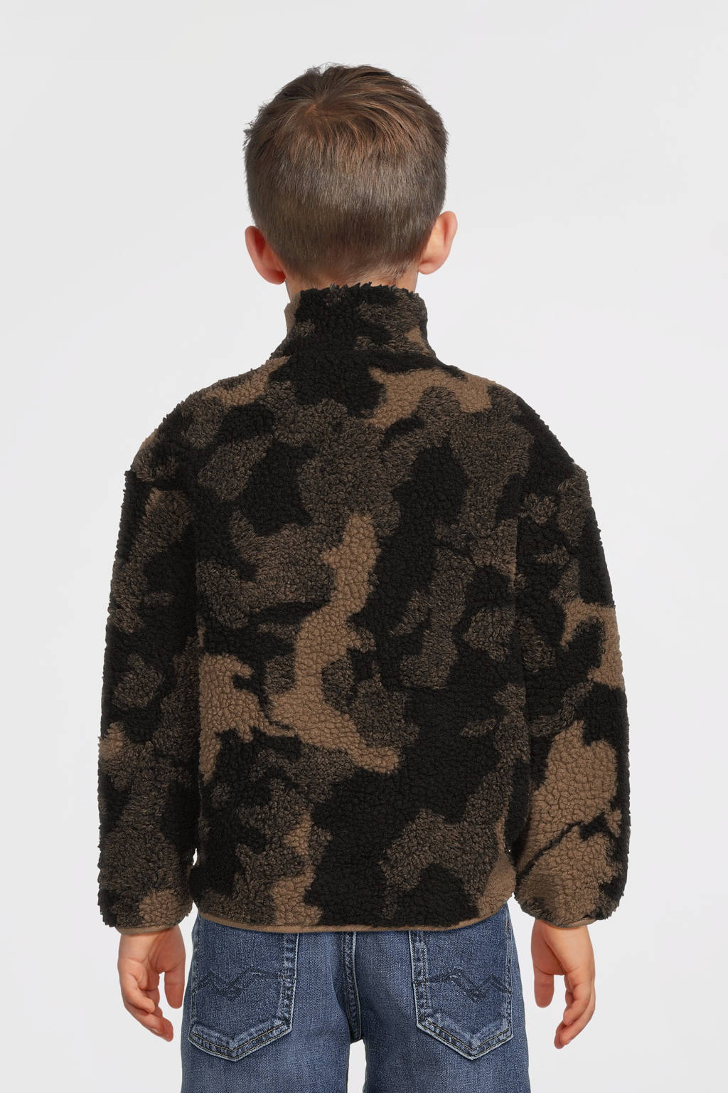 NAME IT sweater NKMOGULE RLX met camouflageprint groen/bruin