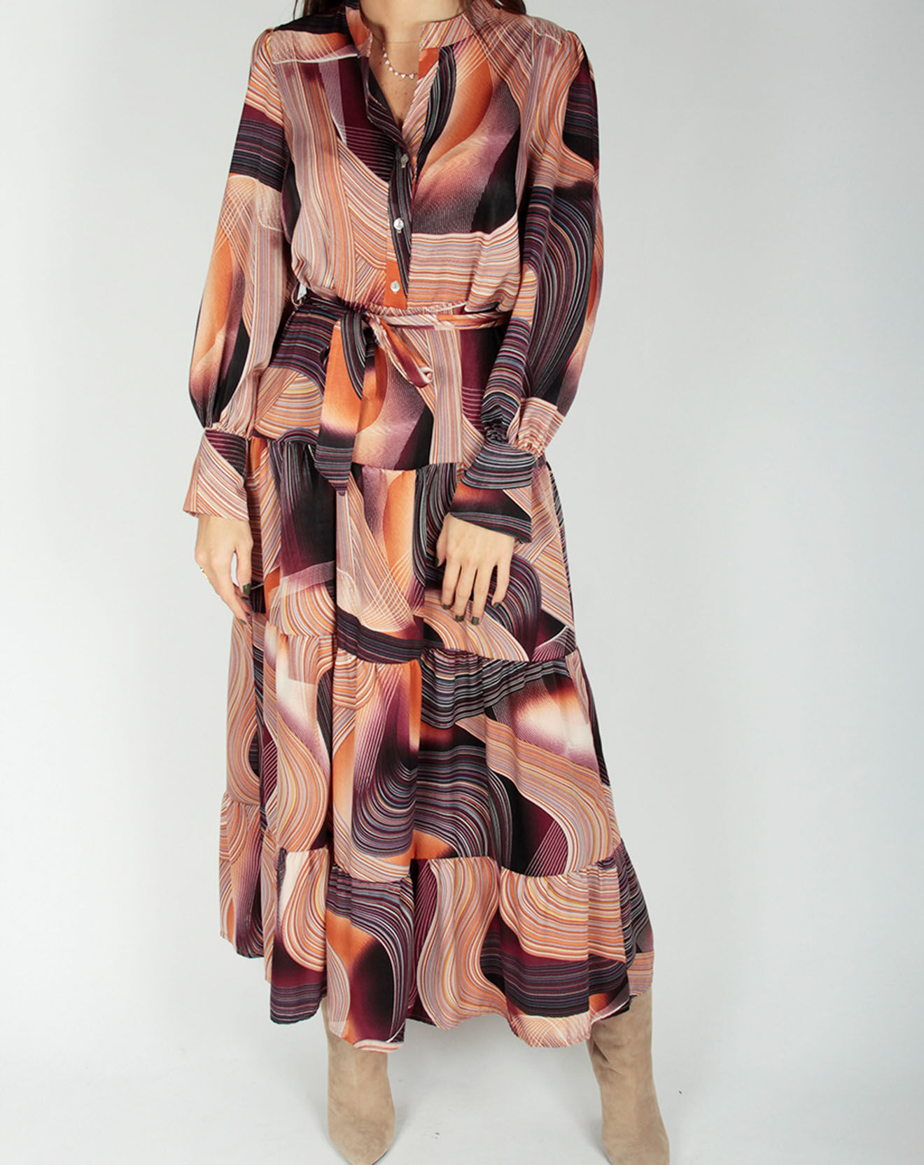 Lauren Vidal Robe fluide Store imprimée violette