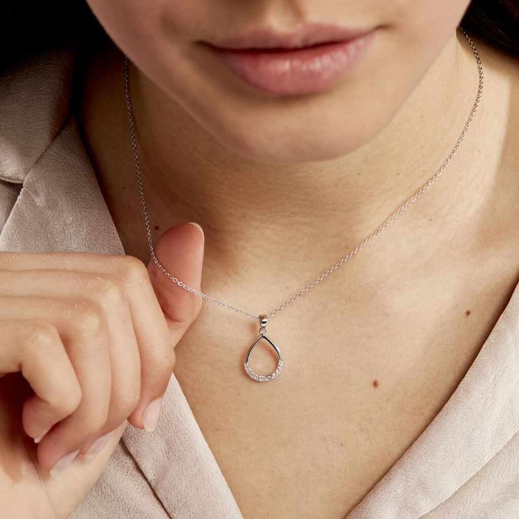 Collier Magdelene Argent Blanc Oxyde De Zirconium
