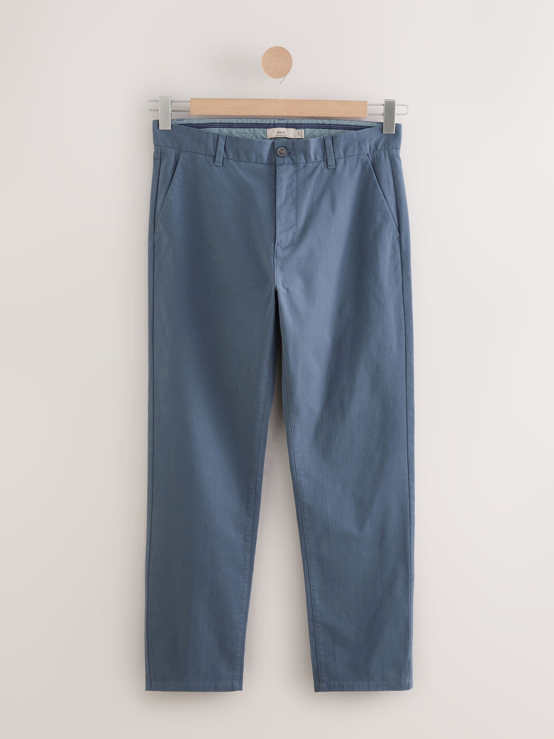 Medium blauwgrijs - Standaard toelopende pasvorm - Stretchy chino