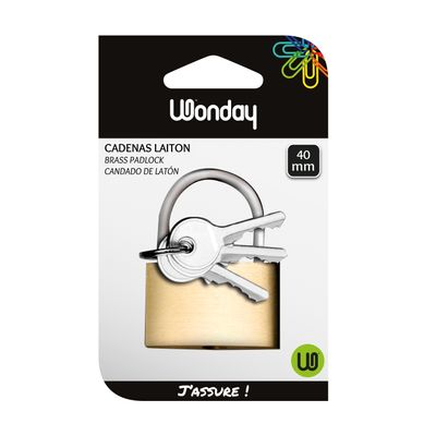 Wonday - Cadenas laiton à clé - 40 mm