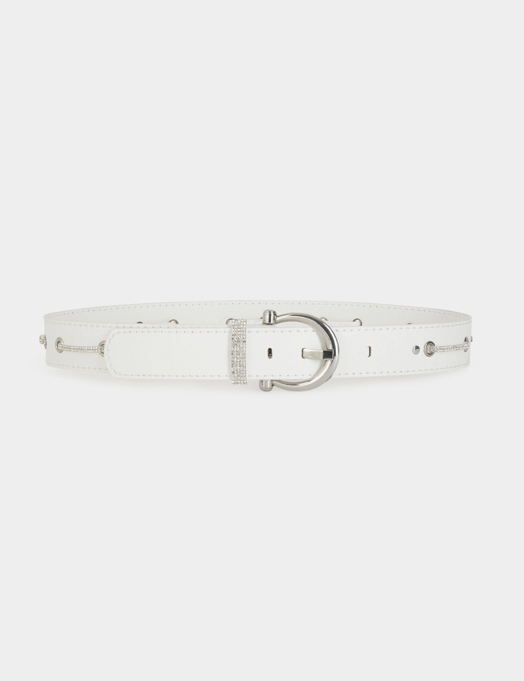 Ceinture à oeillets et strass blanc femme - blanc