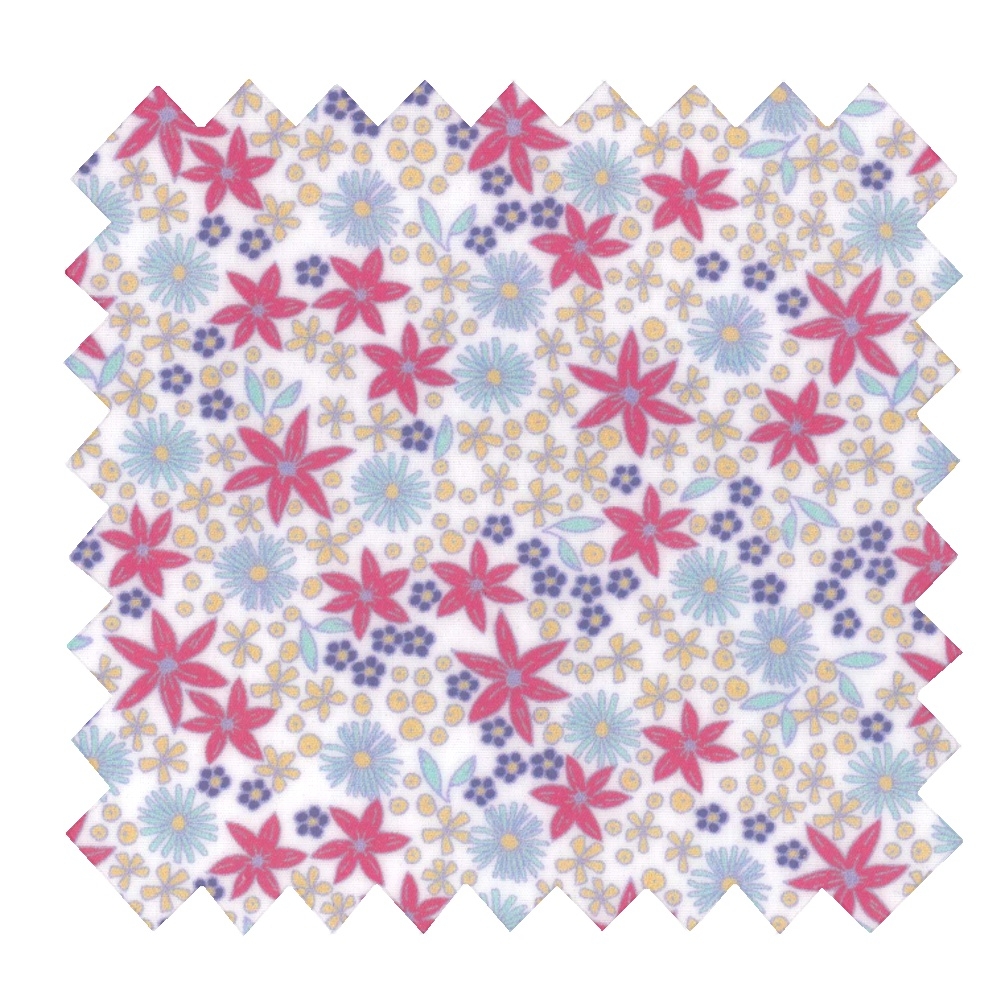 Coupon Tissu Enduit De 35Cm Ex2304 Badiane Fuchsia Blanc