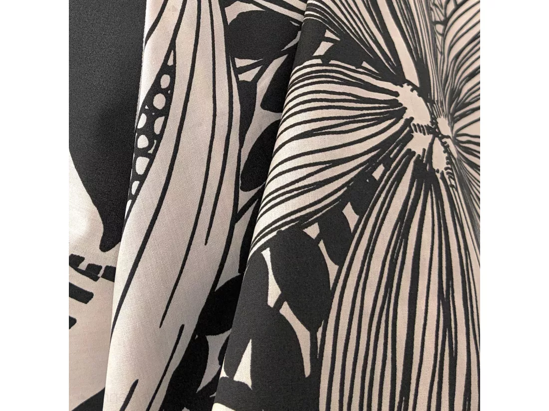 Taie de traversin 140x43 cm percale de coton ALBA beige/noir