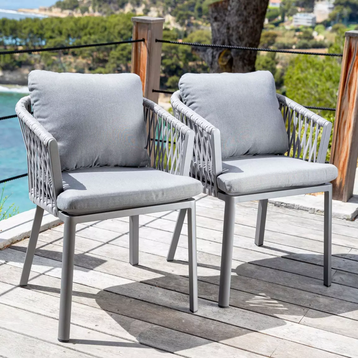 Lot de 2 fauteuils de jardin en aluminium Amalfi Gris anthracite