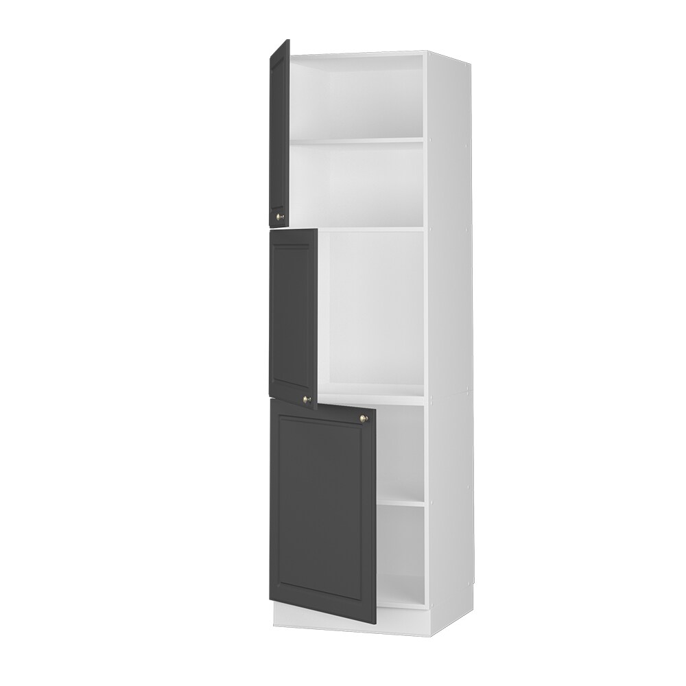 Vicco Herdumbauschrank Küchenschrank Küchenmöbel Fame-Line Landhaus Weiß Anthrazit 60 cm Gold Küche Einbauküche Blende Herdschrank Hochschrank Küchenzeile Drehtür Einlegeboden