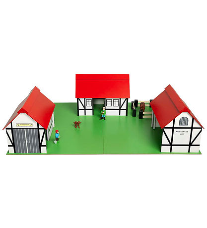 Krea Bondeg?rd - Tr? - 77x53 cm - Hvid/R?d