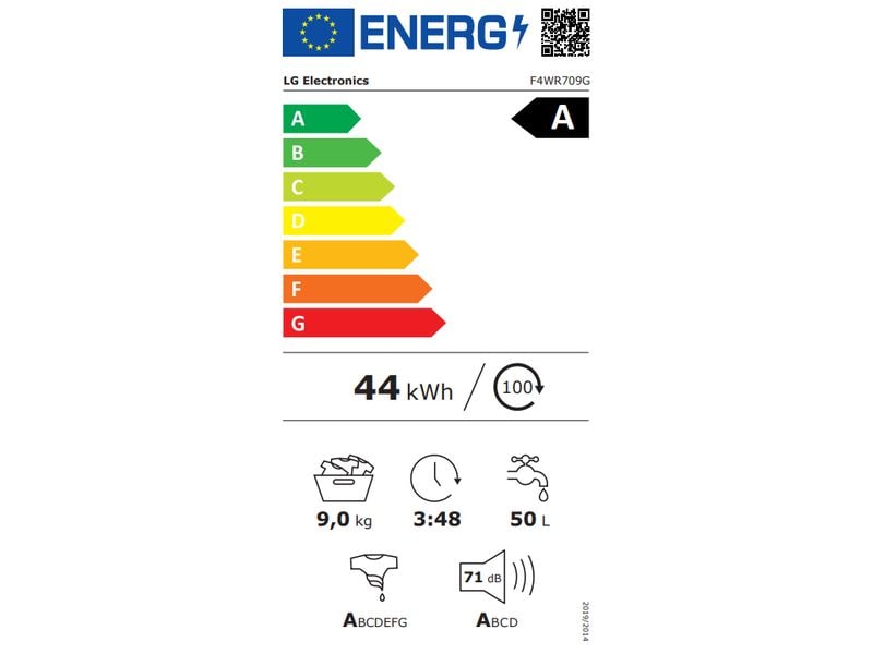 LG Waschmaschine F4WR709G Links Frontloader mit 9 kg Ladekapazität