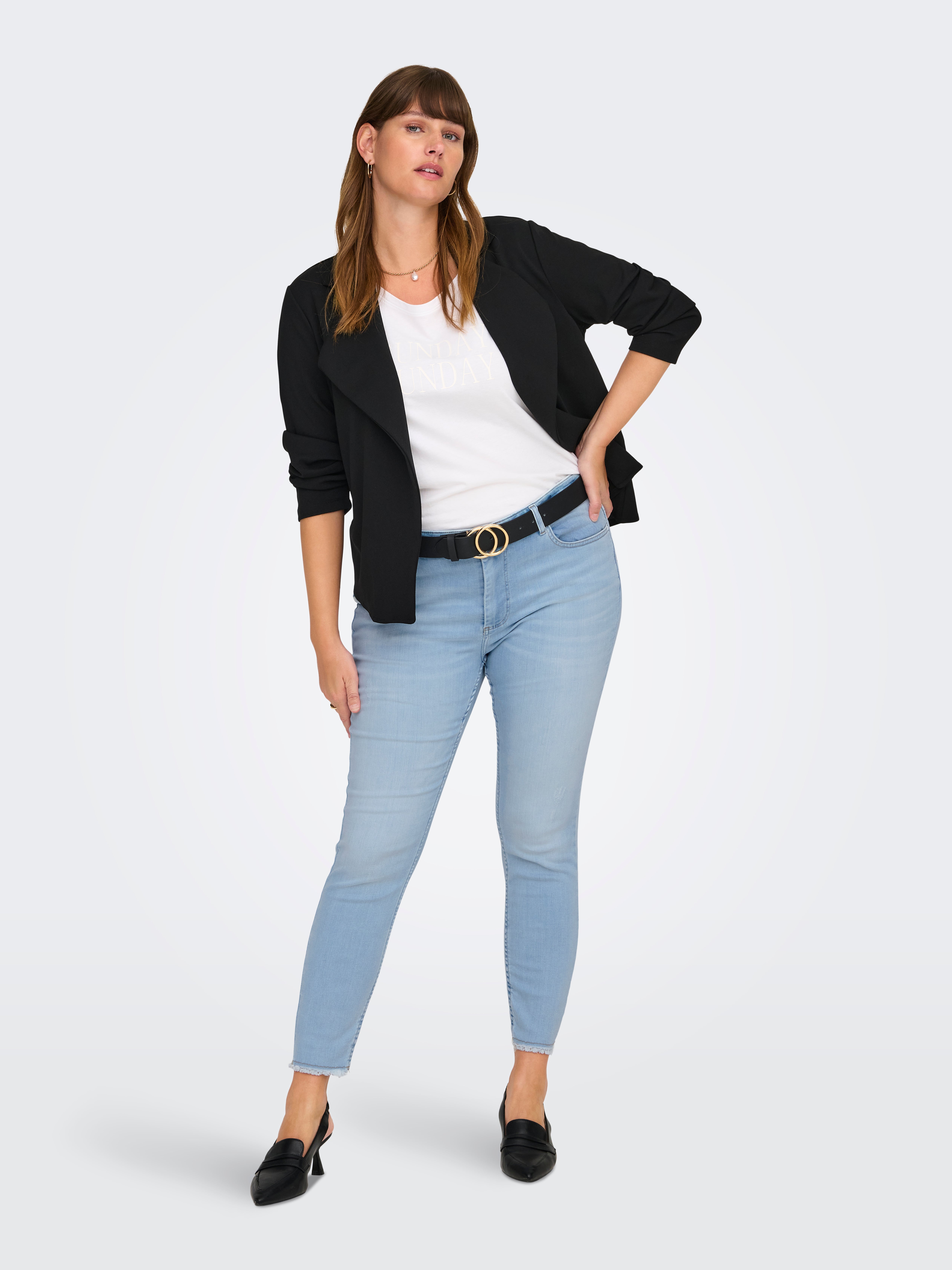 CARWILLY Skinny Fit Jeans Light Blue Bleached Denim