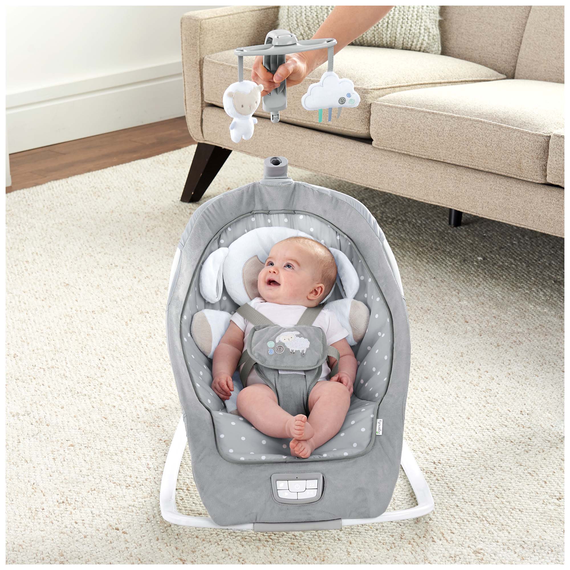 Ingenuity Rocker Seat Lamb - babywieg 0-18kg grijs