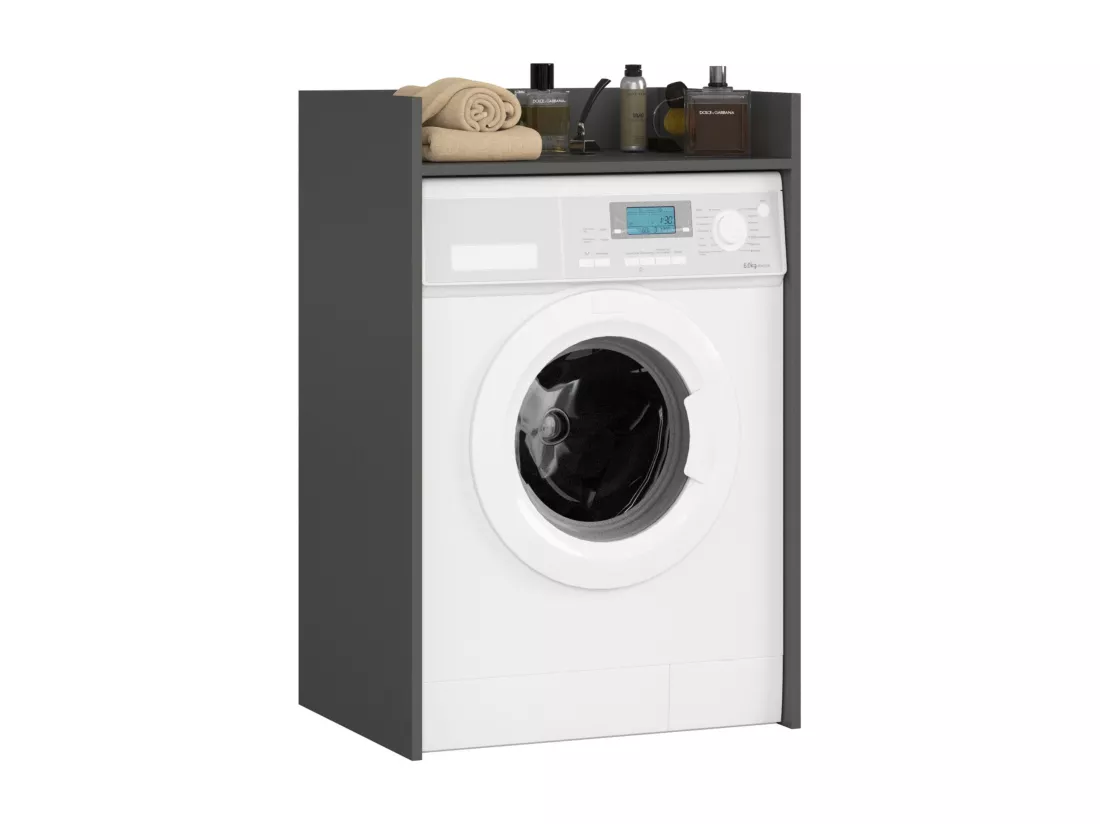 meuble machine a laver 64x50x98 cm 1 étagère gris anthracite