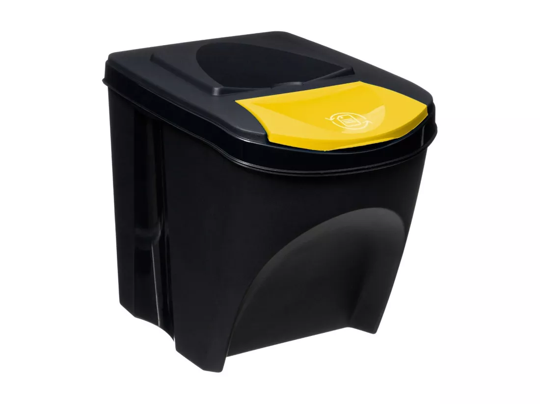 Poubelle de tri en plastique - 25 L par poubelle - Gris