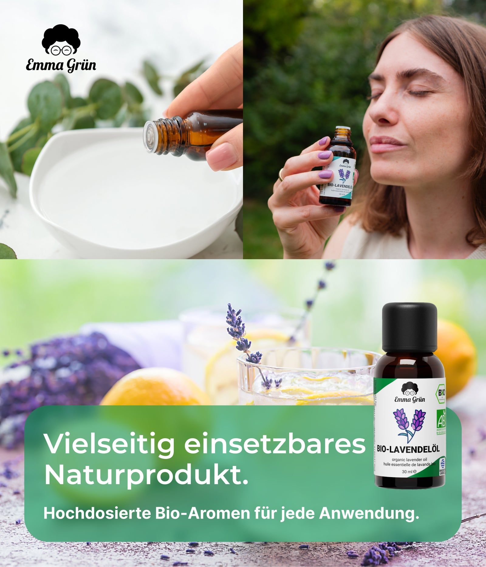 Emma Grün® ätherisches Bio Lavendelöl naturrein & hochdosiert