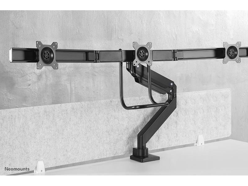 NEOMOUNTS Tischhalterung NM-D775DX3 bis 18 kg – Schwarz Neig-, Schwenk- und Drehbare Halterung für drei Flachbildschirme bis 27